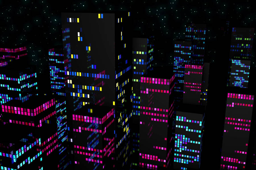 Dark Pixel Skyscrapers Windows Wallpaper