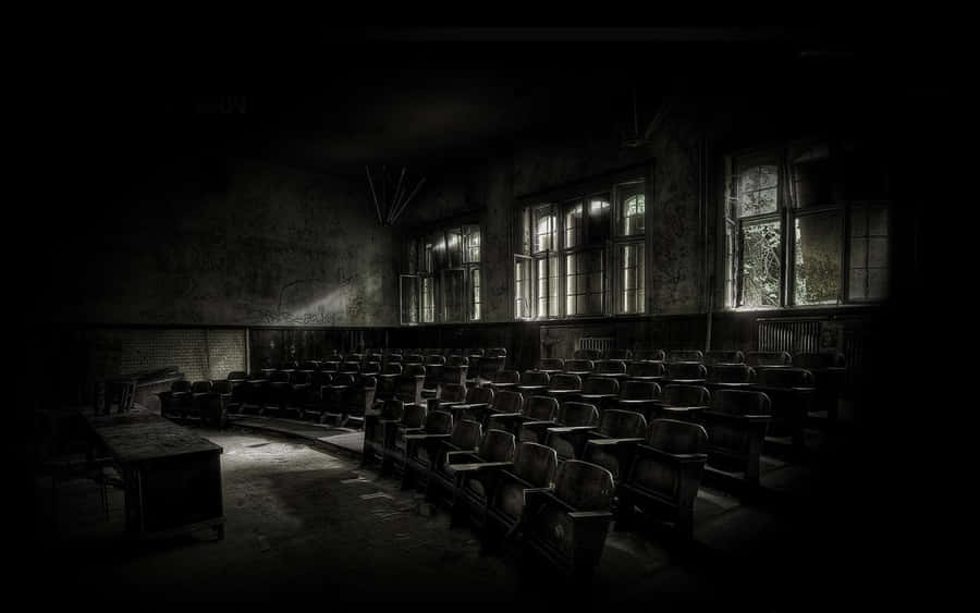 Dark Scary Abandoned Classroom Wallpaper