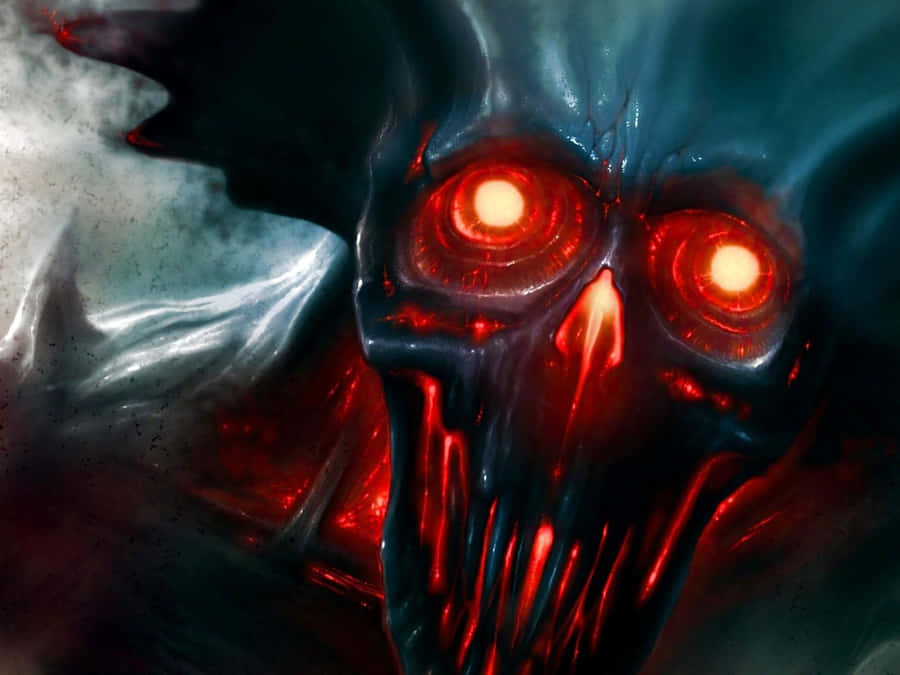 Dark Scary Fiery Skull Monster Wallpaper