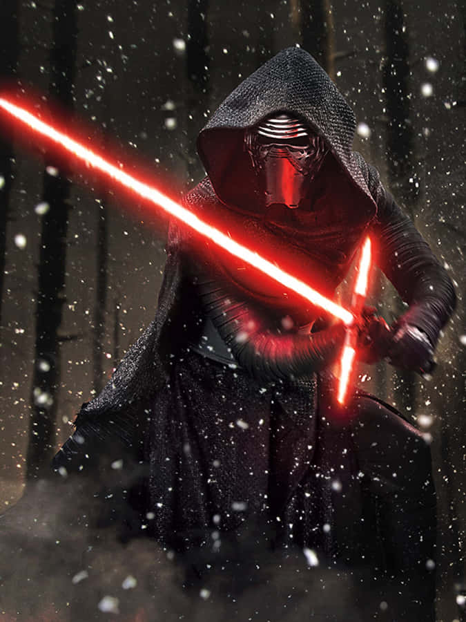 Dark Side Of The Force, Textured Artwork Of Kylo Ren On An Iphone. Wallpaper