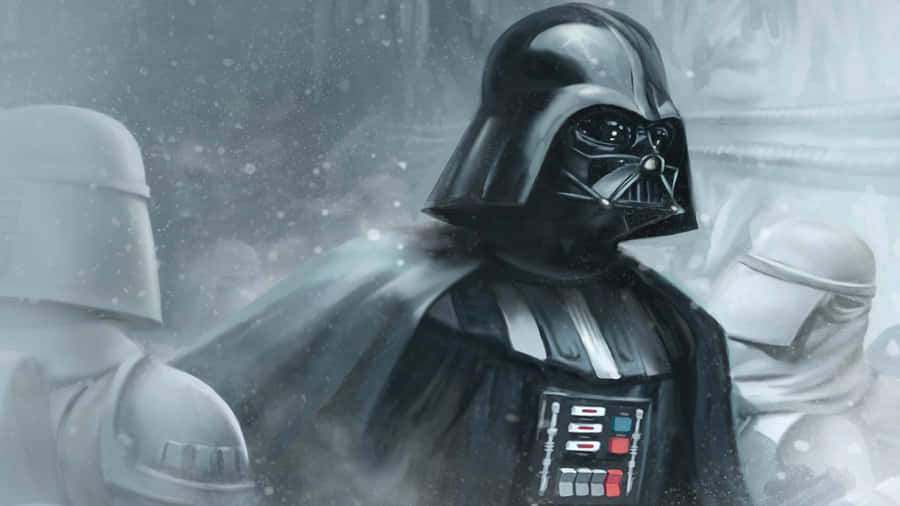 Darth Vader Stands On The Steps Of The Imperial Palace Wallpaper