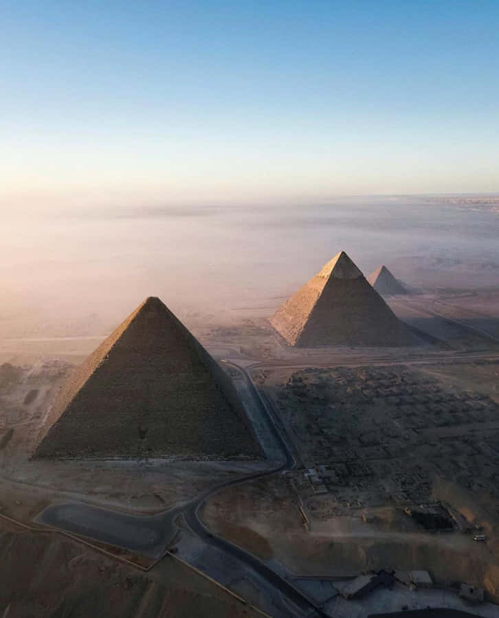 Daybreak At The Pyramids Of Giza Wallpaper