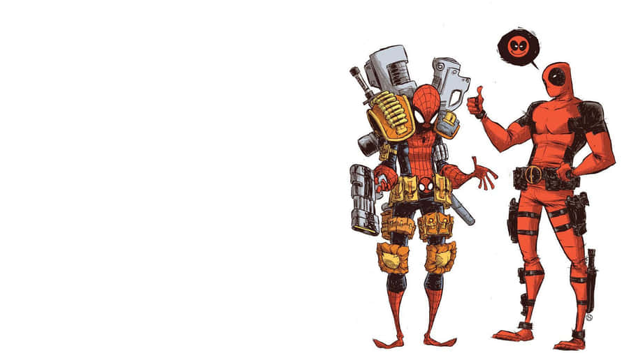 Deadpool Standing Against A Brick Wall Wallpaper