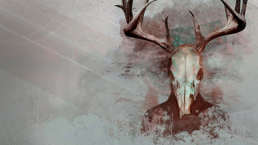Dear Bull Skull On Grunge Background Wallpaper
