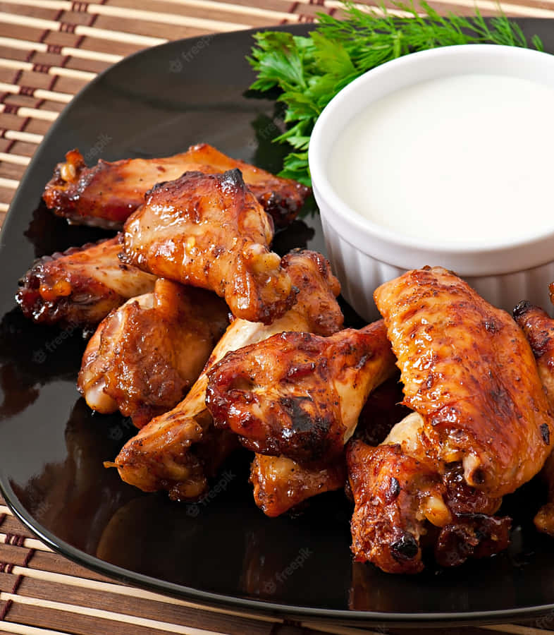 Delicious Chicken Wings With Sour Cream Dip Wallpaper
