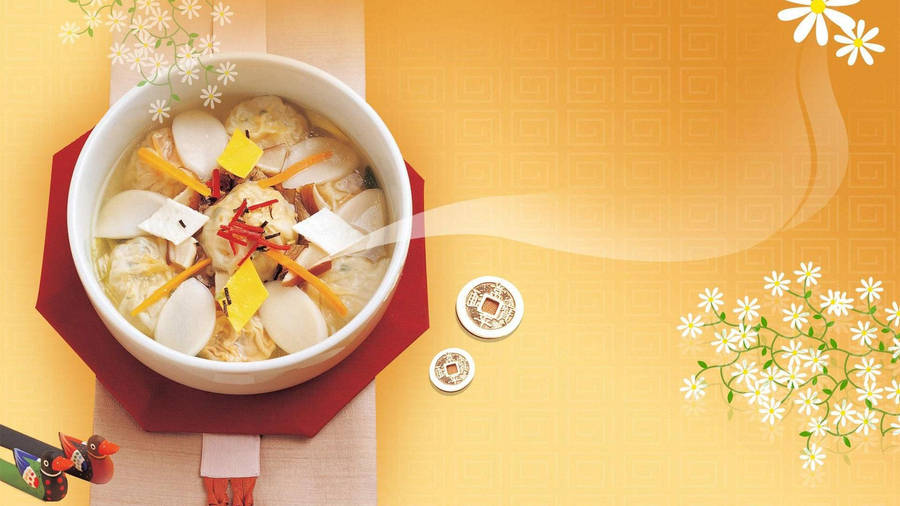 Delicious Chinese Style Radish Soup In A Bowl Wallpaper