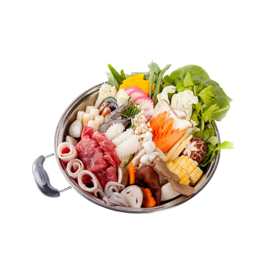 Delicious Shabu-shabu In A Stainless Steel Pot Wallpaper