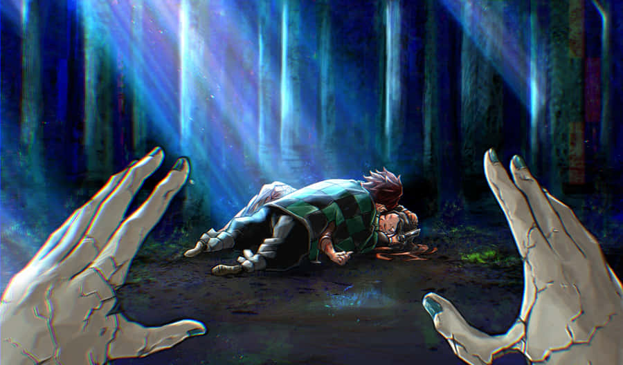 Demon Slayer Scenery Tanjiro Nezuko Creepy Hands Wallpaper