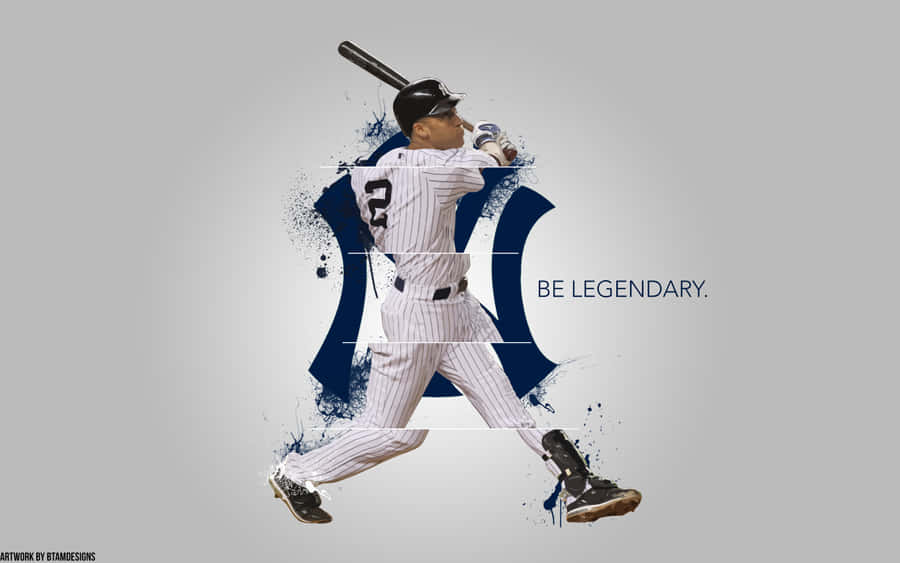 Derek Jeter Stands In His Iconic Stance In Yankee Stadium Wallpaper