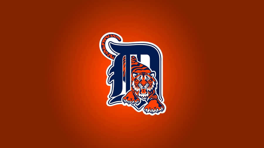 Detroit Tigers Logo Blue Font Against Red Background Wallpaper