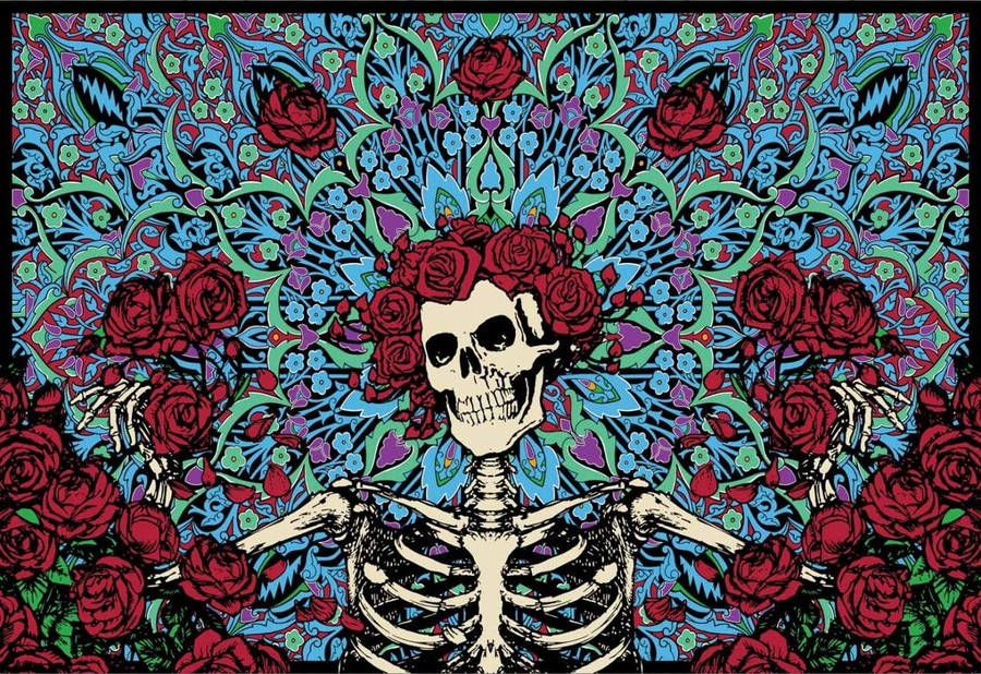 Dia De Los Muertos Skeleton Roses Wallpaper