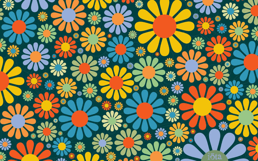 Digital Art Of Flower 70s Aesthetic Desktop Wallpaper