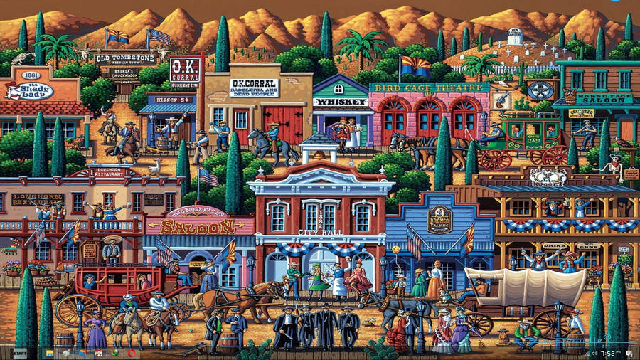 Digital Inspired Texas Folk Art Wallpaper