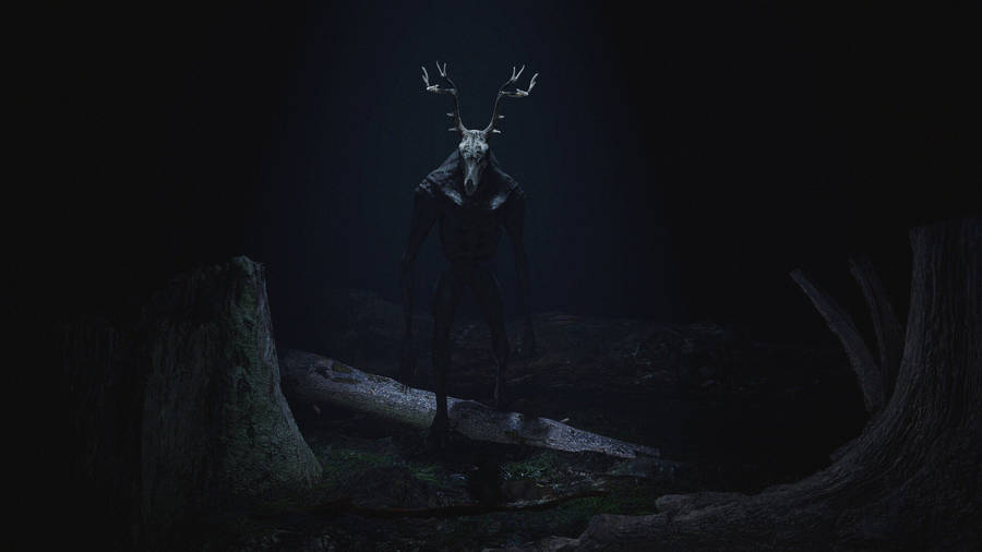 Digital Wendigo In The Woods Wallpaper