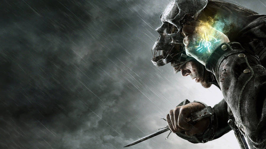Dishonored 2 Corvo Attano Skull Mask Facing Left Wallpaper