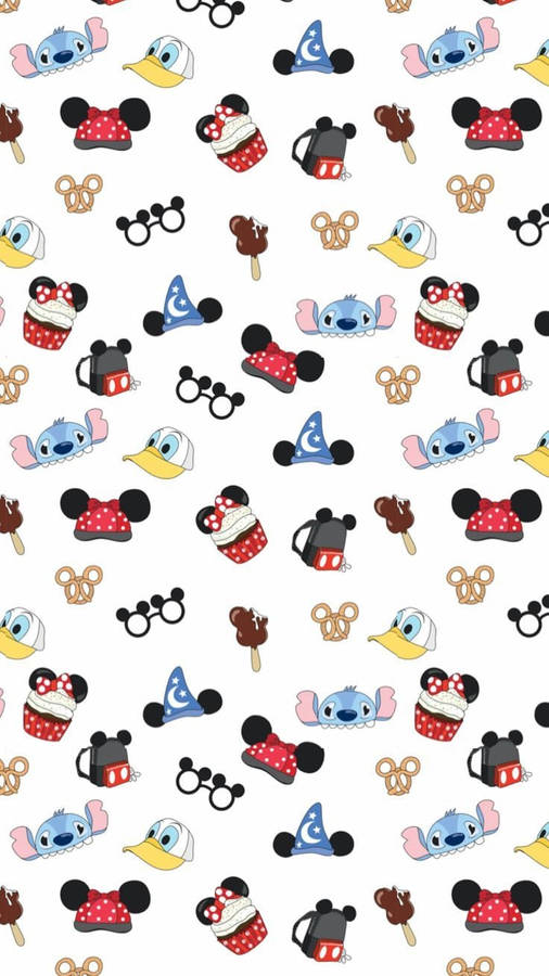 Disney Pattern With Random Characters Wallpaper