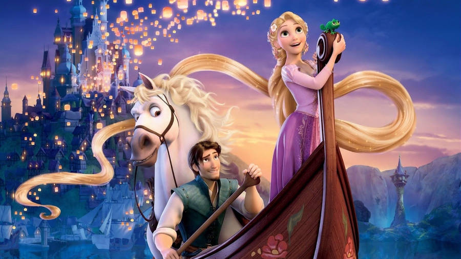Disney Rapunzel And Flynn Rider Laptop Wallpaper