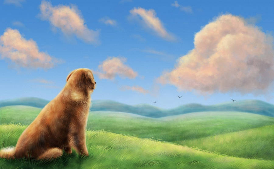 Dog Art On Hill Wallpaper