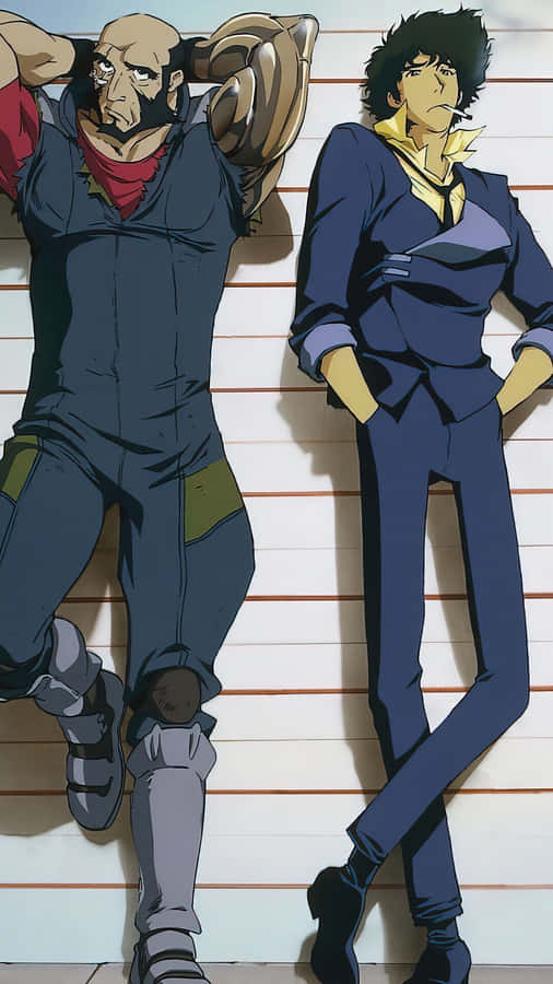 Don't Miss Out On Witnessing The Epic Adventures Of The Cowboy Bebop Crew On Your Iphone Wallpaper