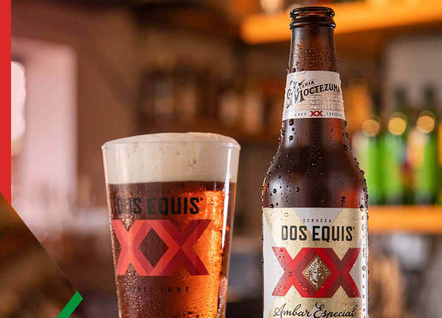 Dos Equis Beer Bottleand Glass Wallpaper