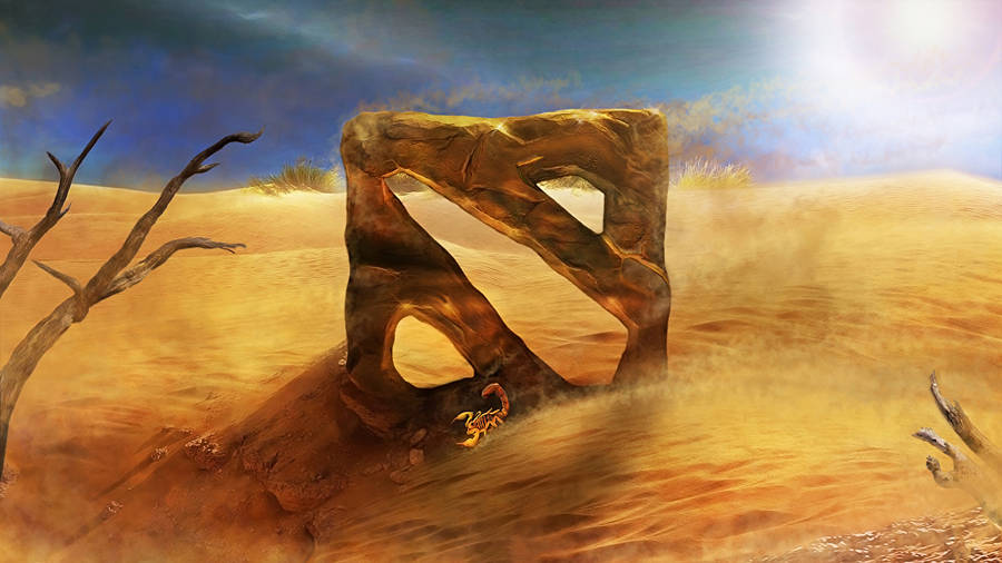 Dota 2 Logo Desert Sand Wallpaper