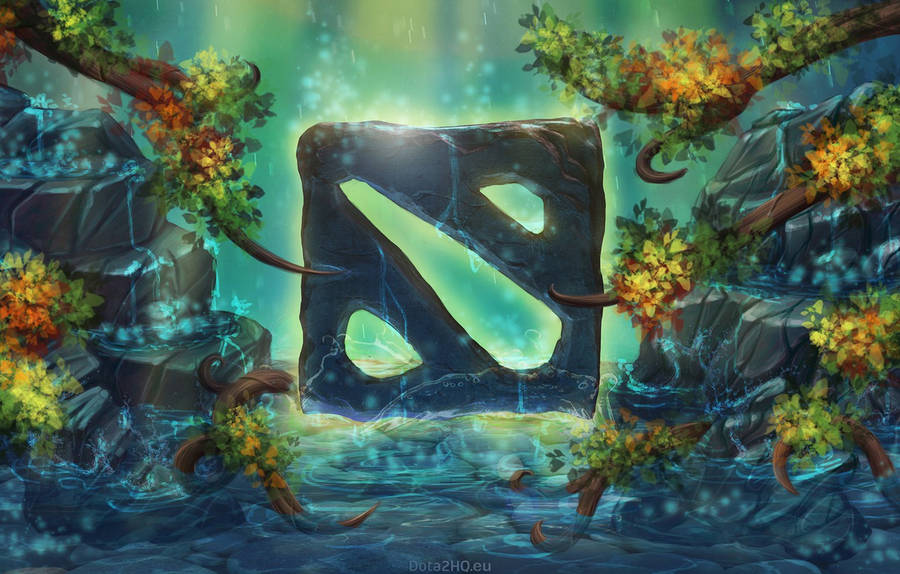 Dota 2 Logo Forest Water Wallpaper