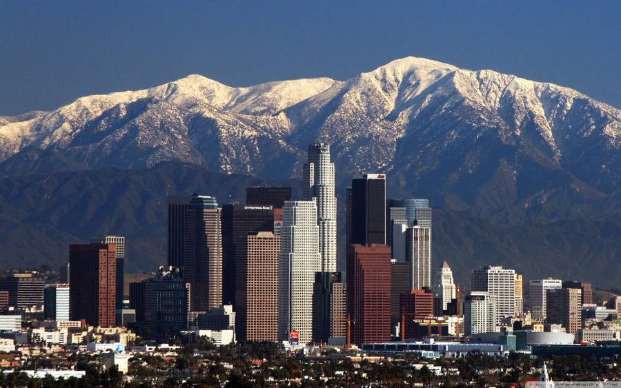 Downtown Los Angeles Mountain Skyline View Wallpaper
