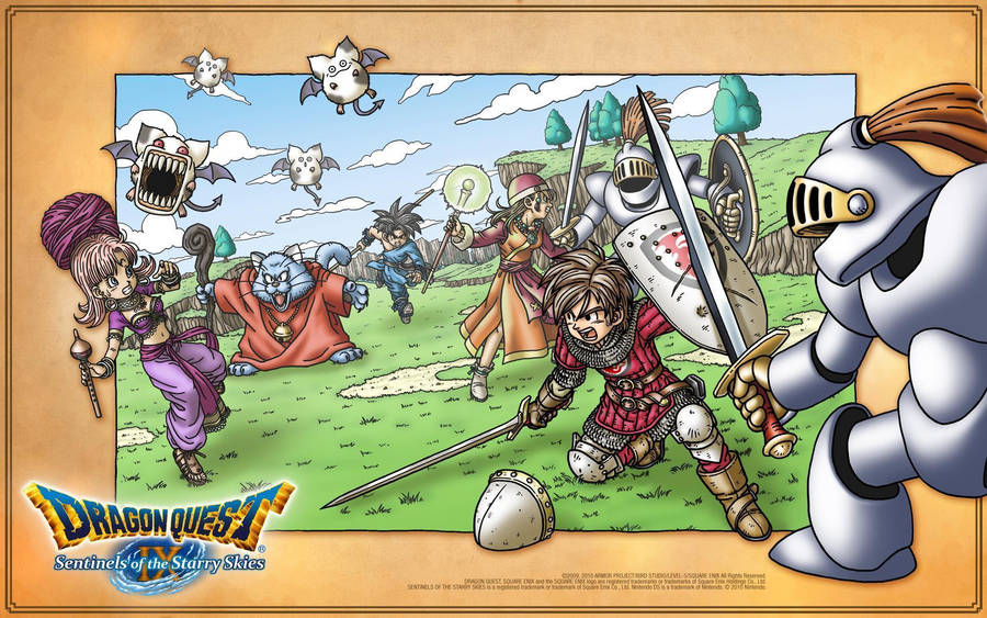 Dragon Quest Ix Party Combat Wallpaper