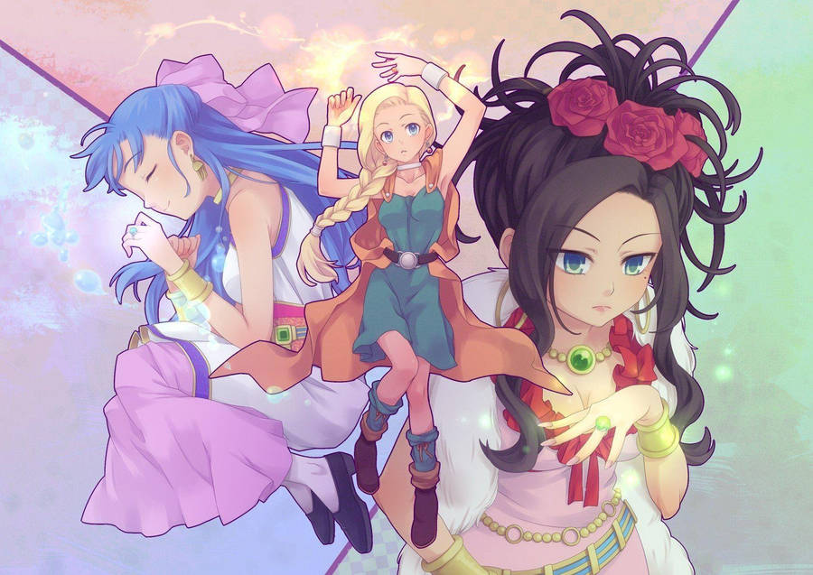 Dragon Quest V Bianca, Debora, And Nera Wallpaper