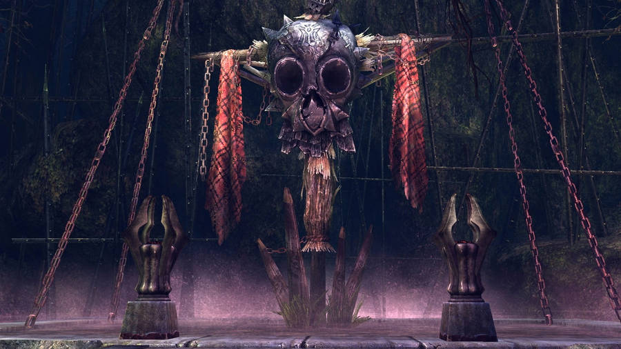 Dramatic Dark Side Metal Skull In Tera Wallpaper