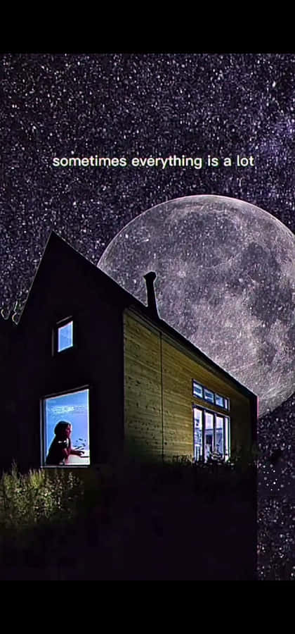 Dream Aesthetic House And Full Moon Wallpaper