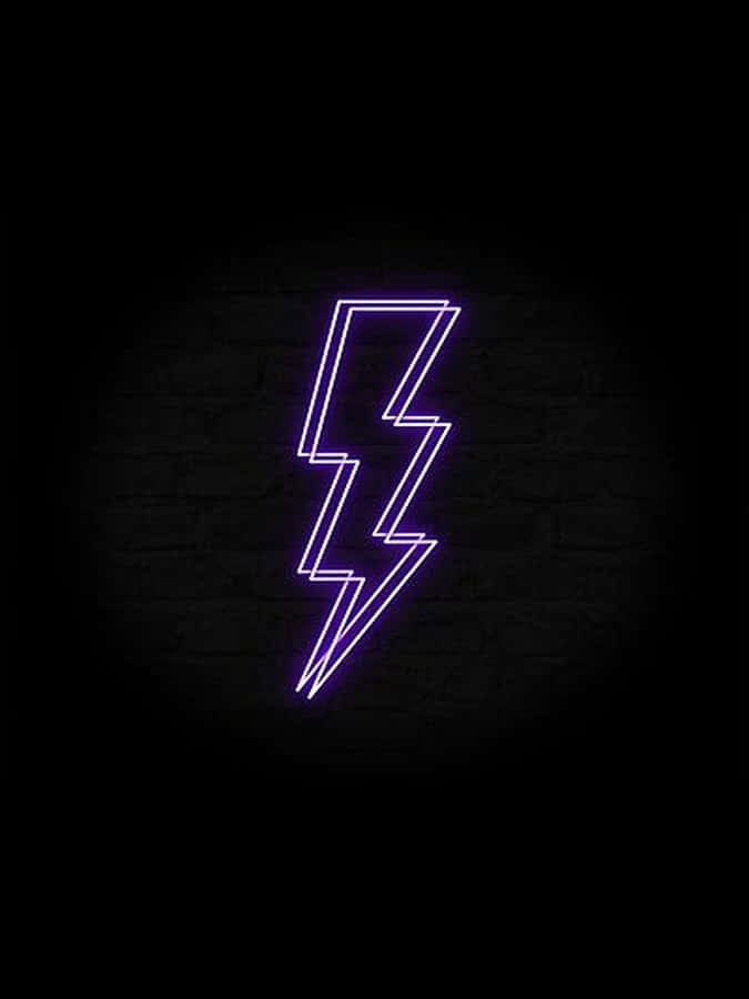 Dual Purple Neon Lightning In Black Wallpaper