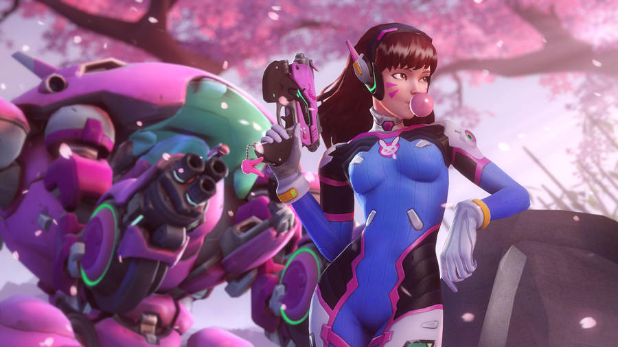 Dva Enjoys A Cherry Blossom View Wallpaper