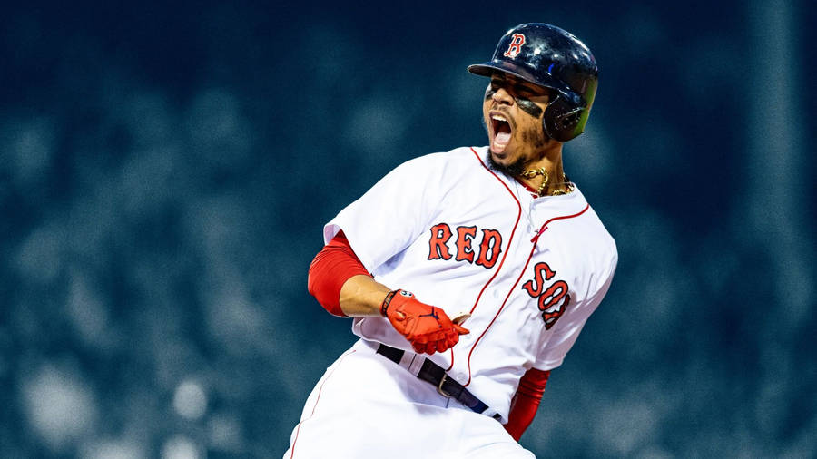 Dynamic Mookie Betts In Action Wallpaper