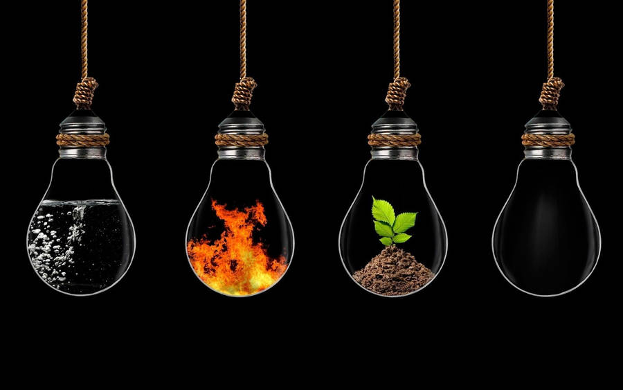 Earth Elements In A Light Bulb Wallpaper