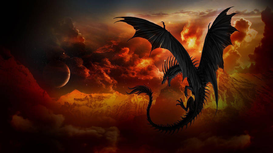 Eastern Dragon Fiery Aesthetic Wallpaper