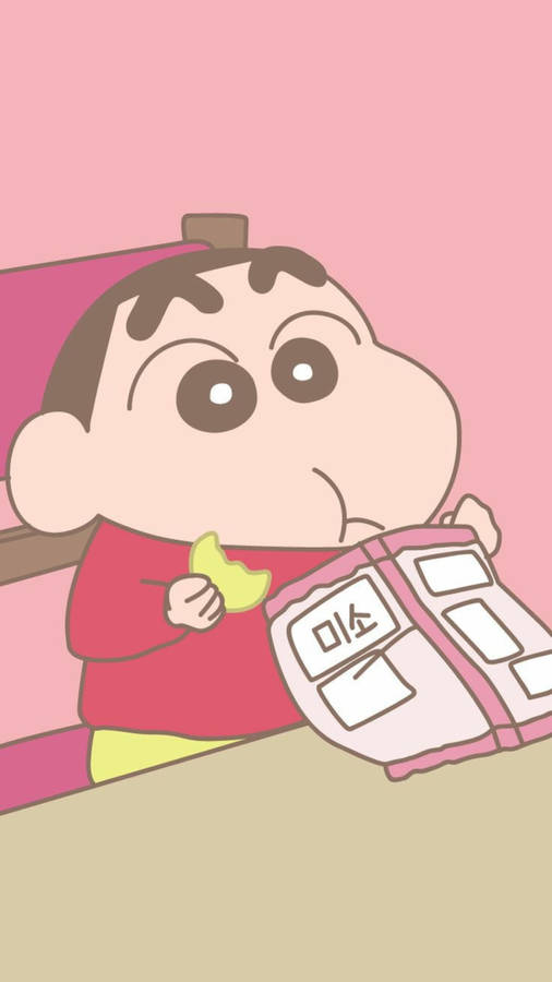 Eating Chips Shinchan Aesthetic Wallpaper