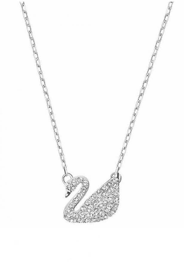 Elegance Reimagined - Swan Necklace With White Crystals By Swarovski. Wallpaper