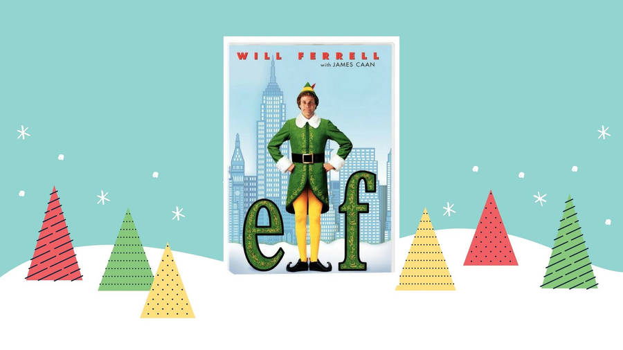 Elf Movie Poster In Snow Hill Wallpaper