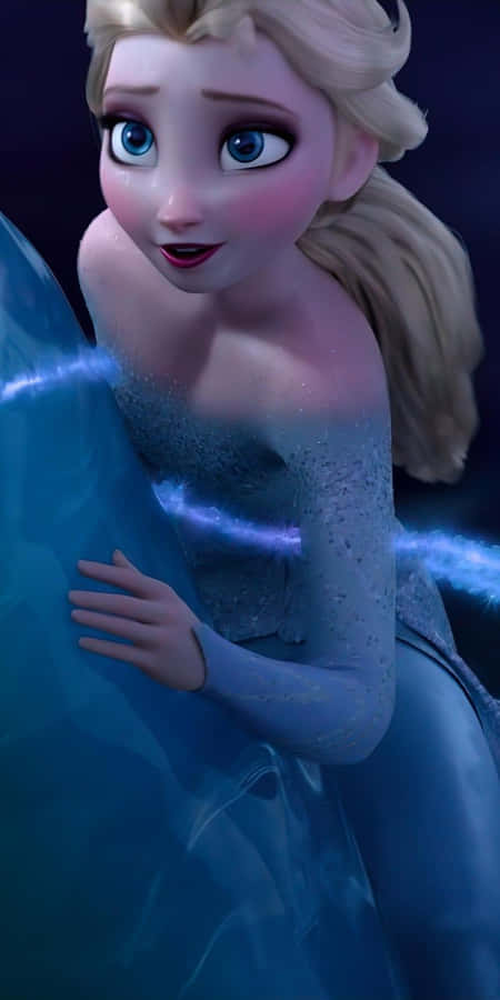Elsa Is Sitting On A Horse With Blue Hair Wallpaper