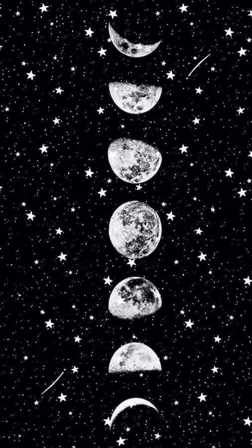 Embrace Tranquility With A Beautiful Night Sky From Moon And Stars Phone Wallpaper
