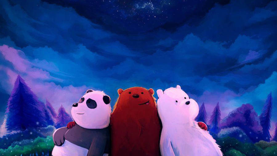 Embracing The Night Skies - A We Bare Bears Aesthetic Wallpaper