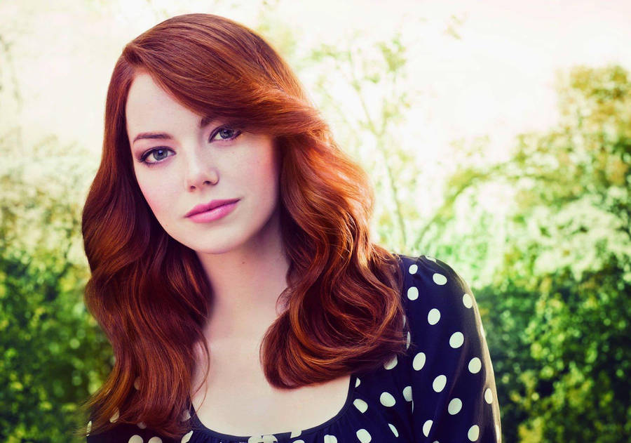 Emma Stone, A Redhead Girl With A Charismatic Personality. Wallpaper