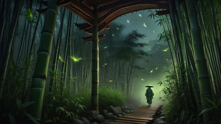 Enchanted_ Bamboo_ Forest_ Path Wallpaper