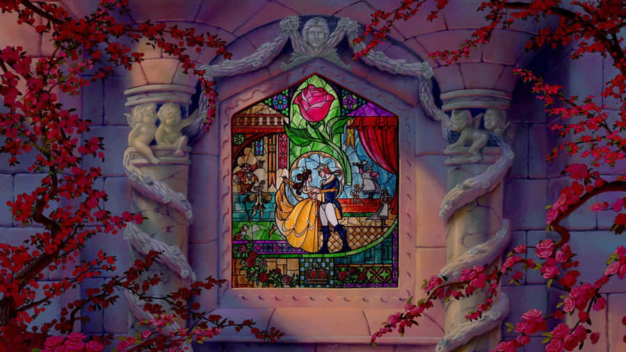 Enchanted Rose Stained Glass Window Wallpaper