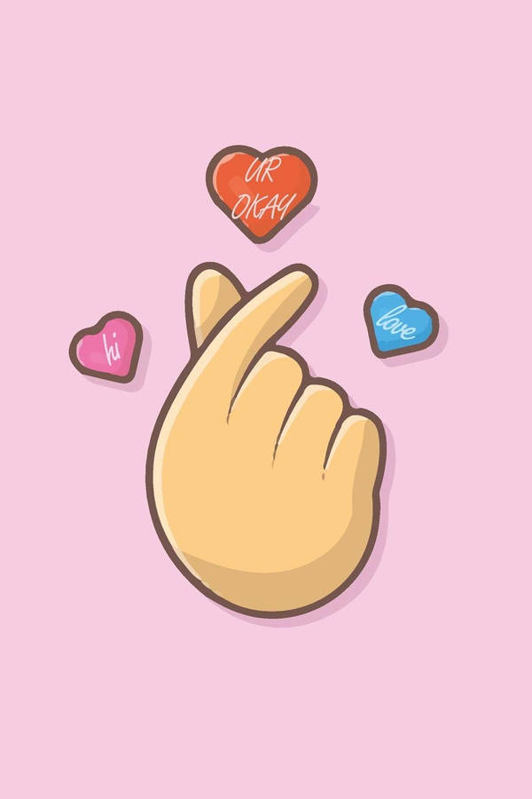 Endearing Saranghae Finger Heart Wallpaper