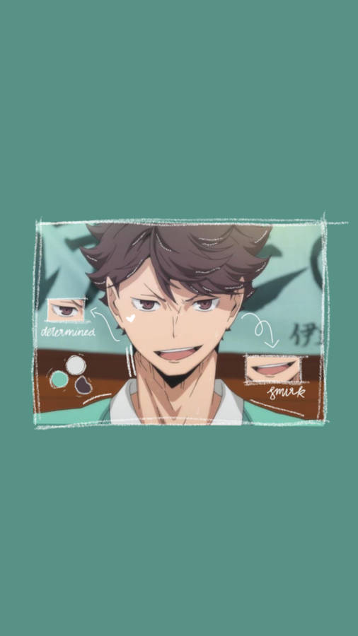 Engaging Doodle Of Toru Oikawa From Haikyuu!! Wallpaper