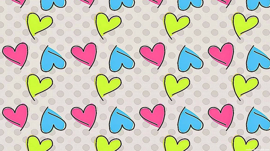 Enjoy Life And Make It Colourful With This Girly Heart Doodle Pattern Wallpaper