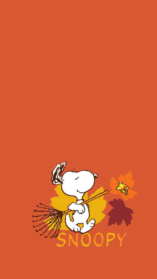 Enjoy The Beautiful Fall Leaves With Snoopy Wallpaper