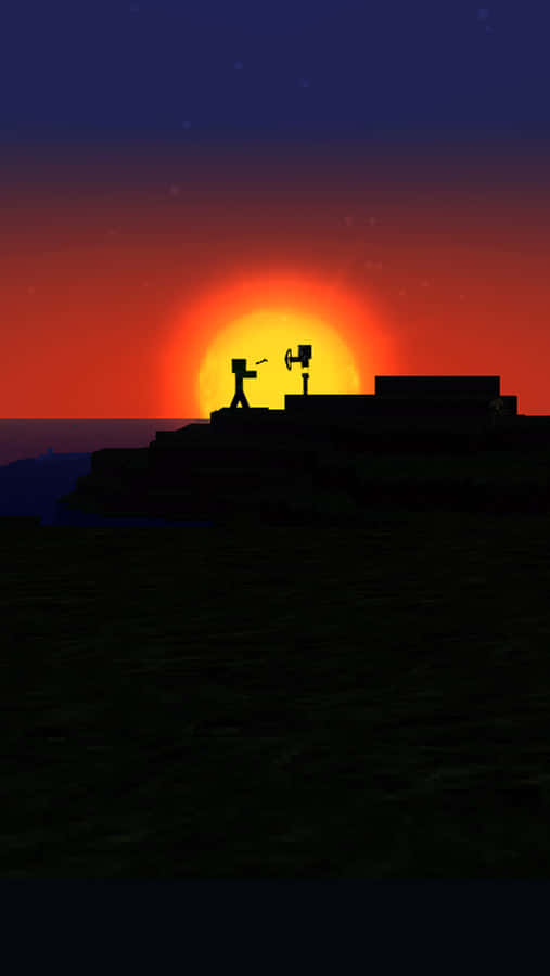 Enjoy The Beautiful Sunset In Minecraft Wallpaper